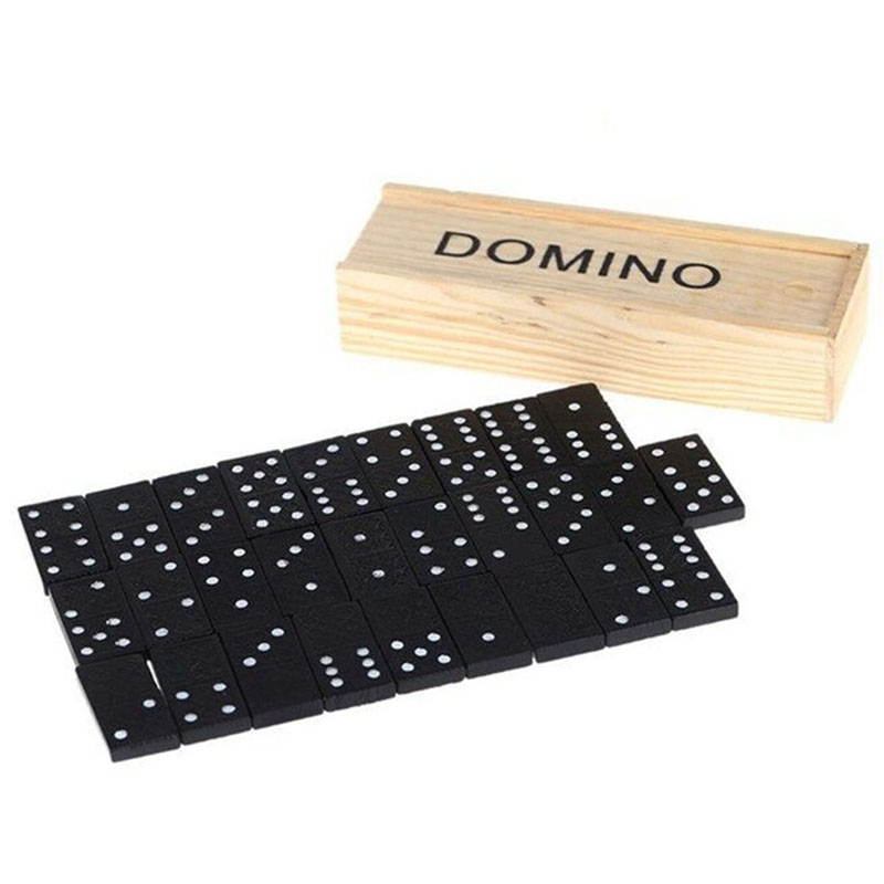 Kids Outdoor Bench Table - 28-teiliges Set Holz-Domino Brettspiele Tischspiel Domino-Spielzeug
