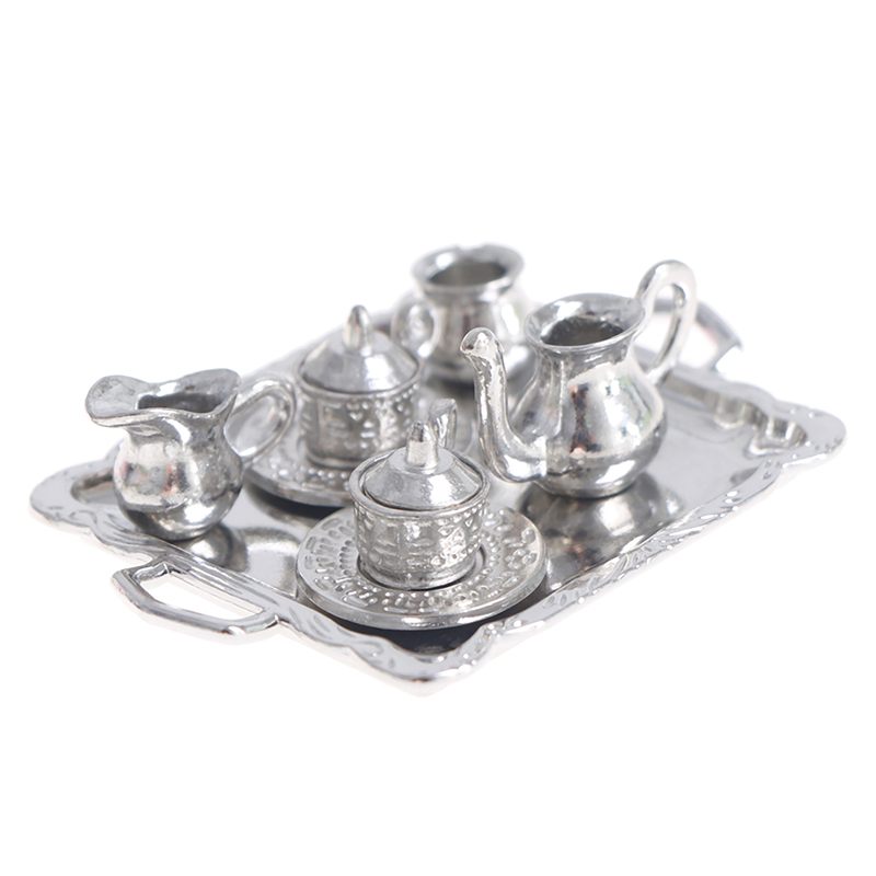 Kids Outdoor Kitchen Accessories - 10 teile/satz 1/12 Puppenhaus Miniatur Silber