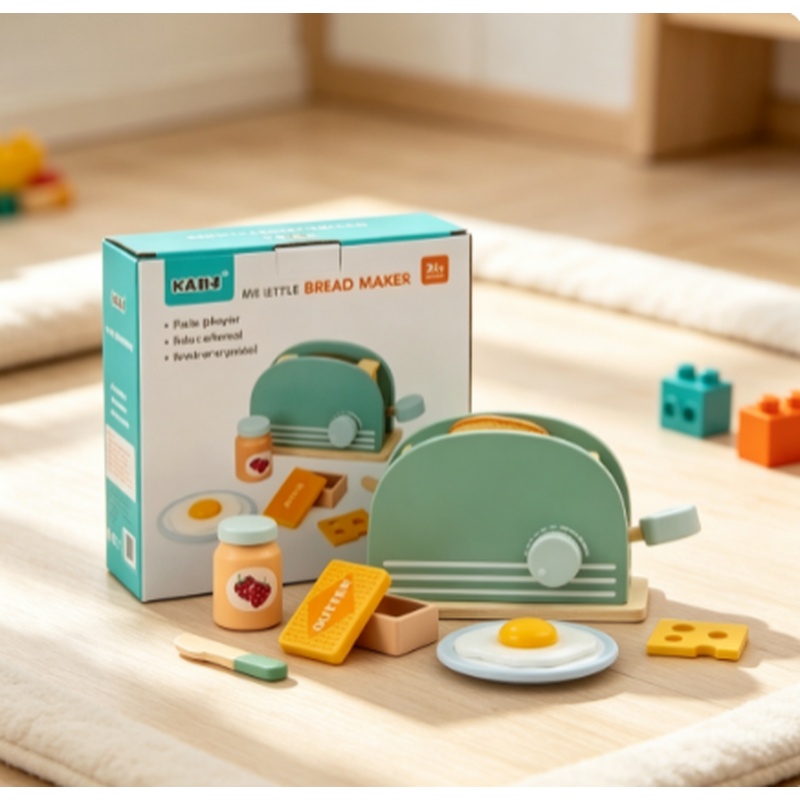Kids Outdoor Kitchen Accessories - Holz-Simulations-Toaster-Spielzeug Kinder-Spielküche Frühstücks-Spielset Geschenk für Kleinkinder