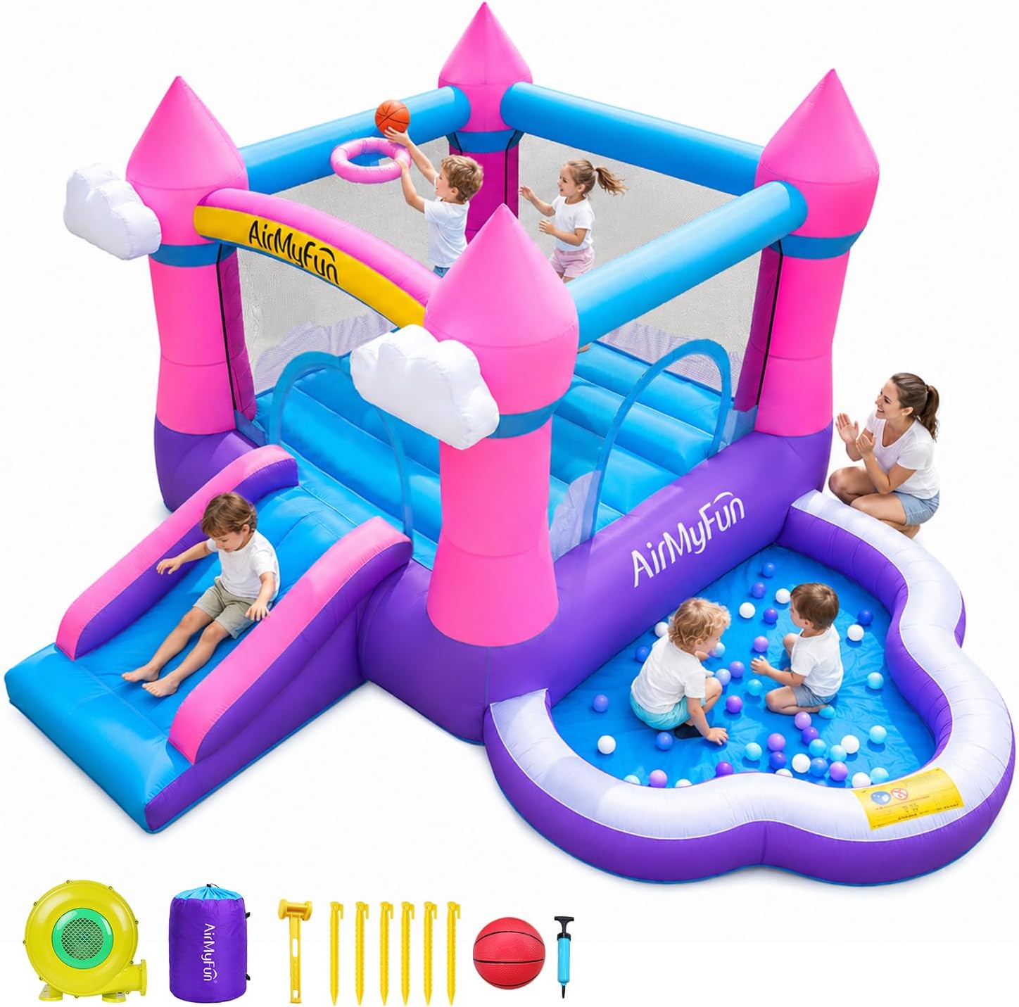 Kids Outdoor Water - Rosa Aufblasbare Hüpfburg für Kinder von