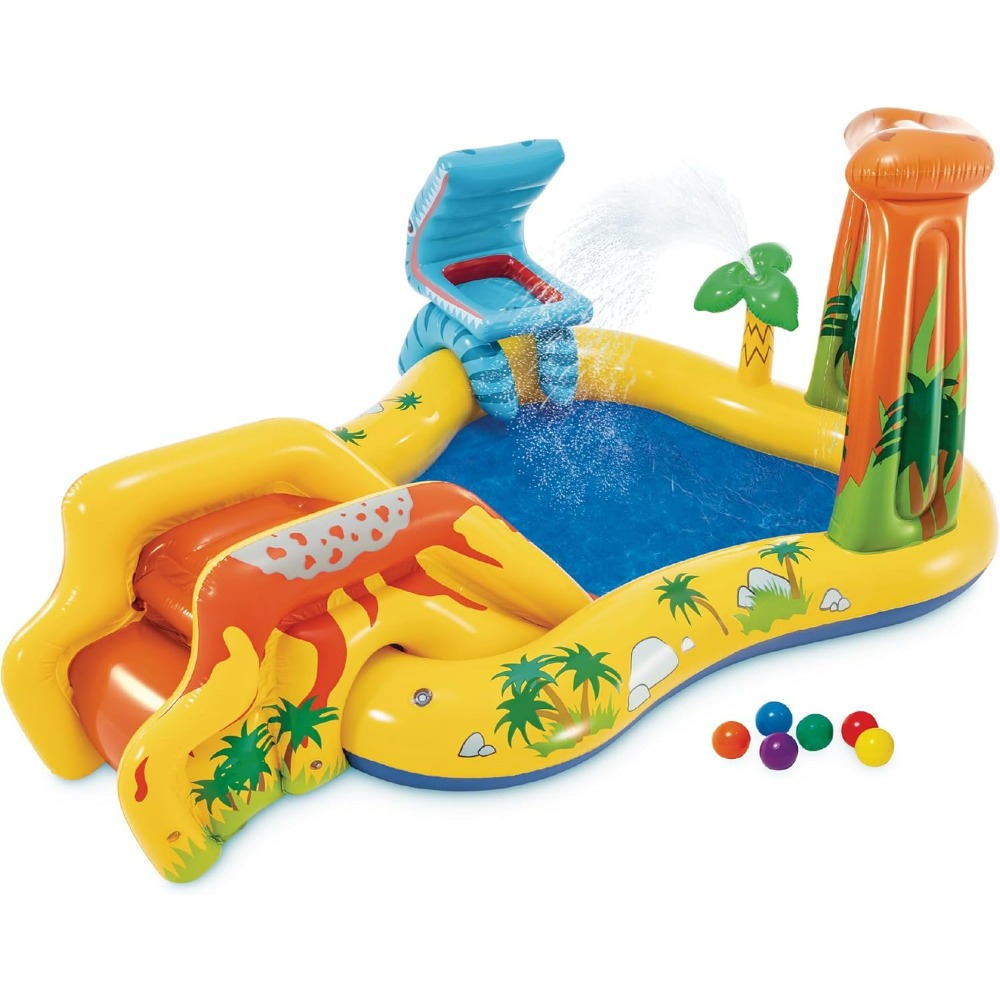 Kids Outdoor Activity Centre - Aufblasbares Dinosaurier-Spielcenter, Aufblasbarer Outdoor-Wasserpark mit Rutsche,