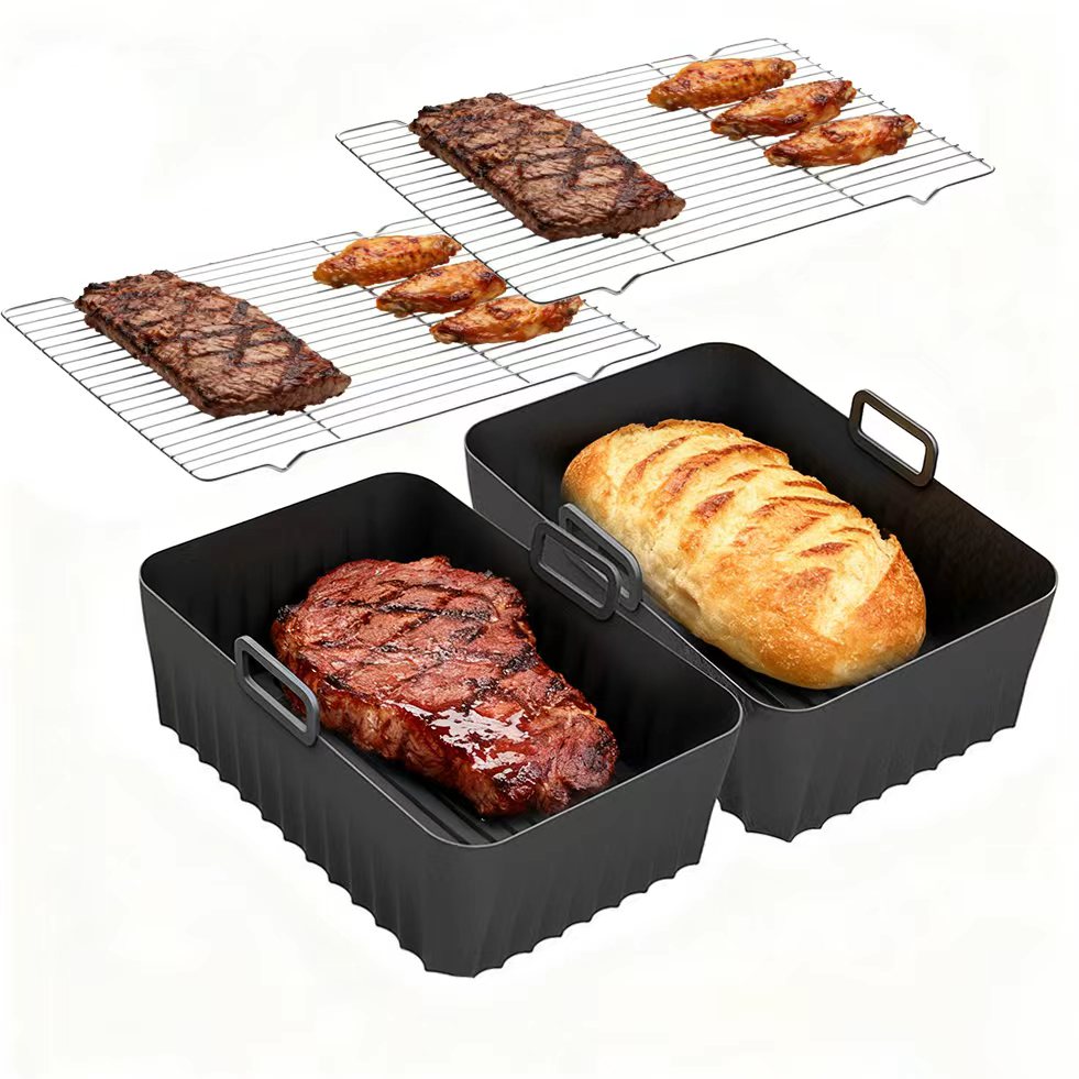 Kids Outdoor Ninja Equipment - Silikon-Luftfritteusenform mit Grillzubehör für Ninja 2-Korb