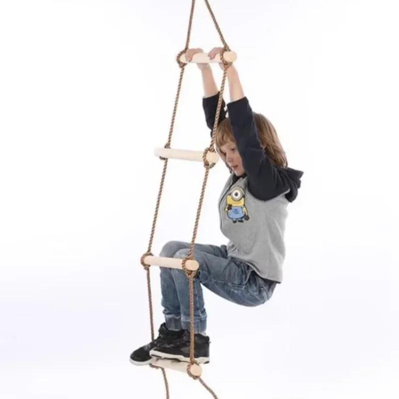 Kids Outdoor Climbing Structure - Kinder-Kletterseil-Leiter aus Holz Kinderschaukel für Drinnen