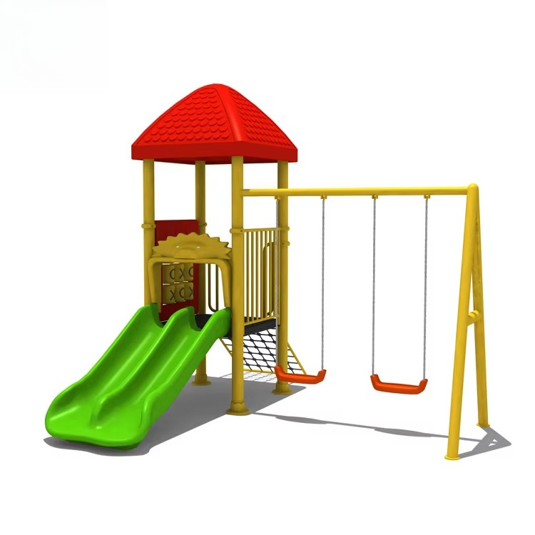 Kids Outdoor Slide Set - Stahlspielgeräte, Kompositschaukeln, Kunststoffrutschenset, Outdoor-Vergnügungspark für Kindergärten,
