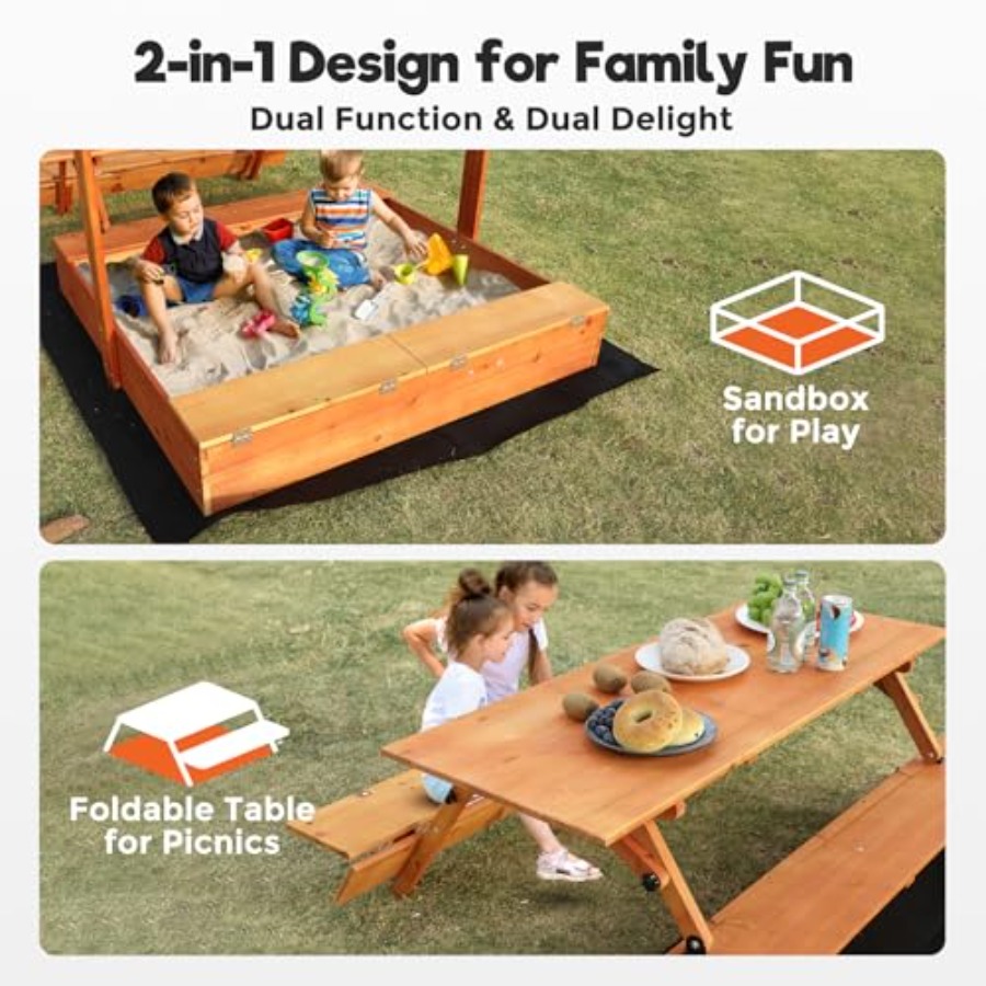 Garten-Sandkasten aus Holz für – Kids Outdoor Bench Table Bewertung und Preis