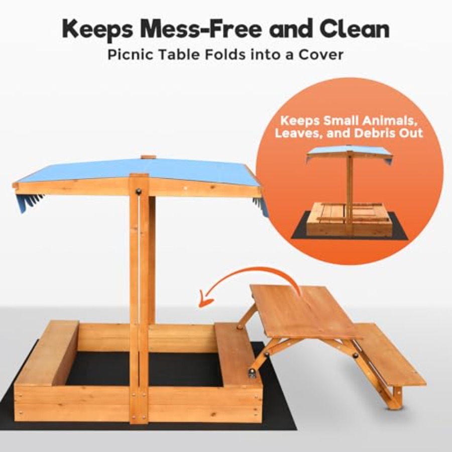 Garten-Sandkasten aus Holz für – Kids Outdoor Bench Table Bewertung und Preis