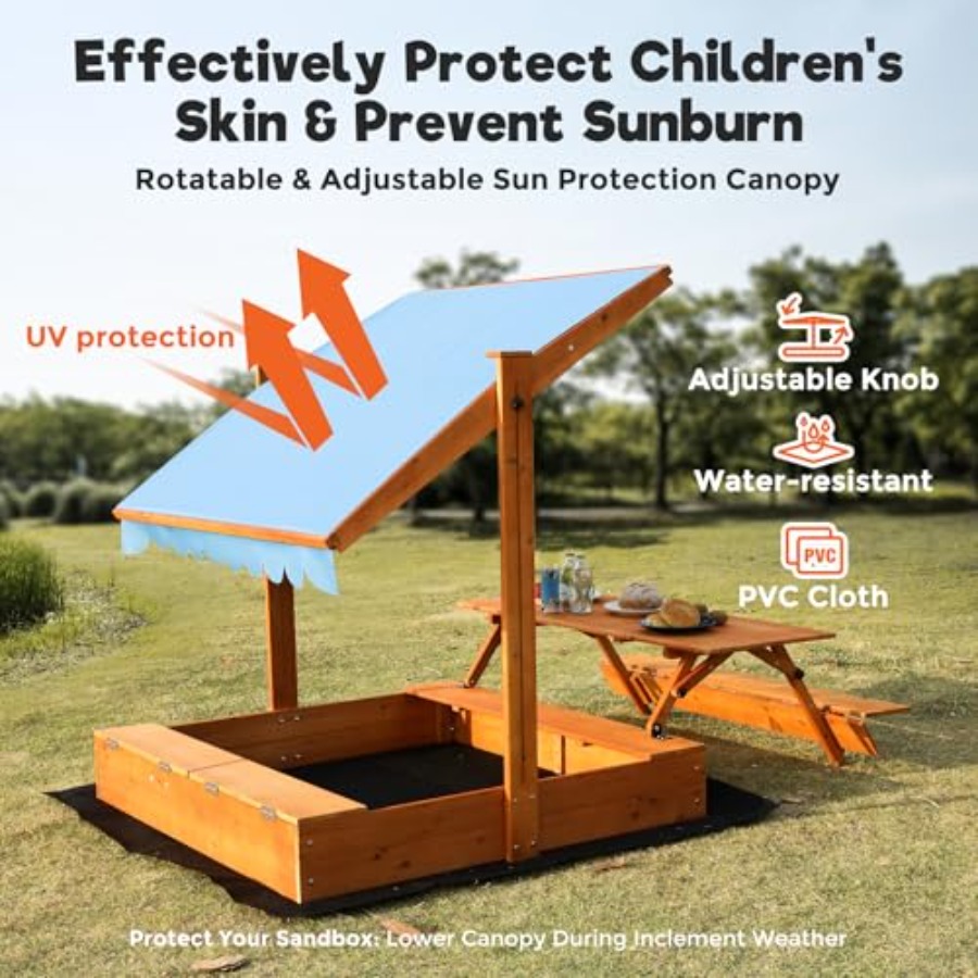 Garten-Sandkasten aus Holz für – Kids Outdoor Bench Table Bewertung und Preis