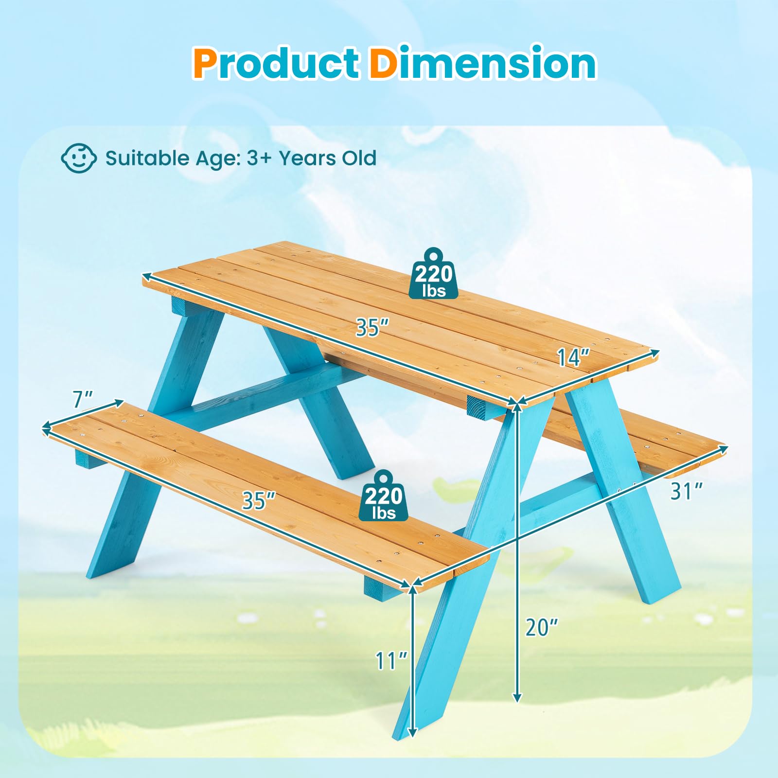 Z-CREAT Kinder-Picknicktisch-  – Kids Outdoor Bench Table Bewertung und Preis