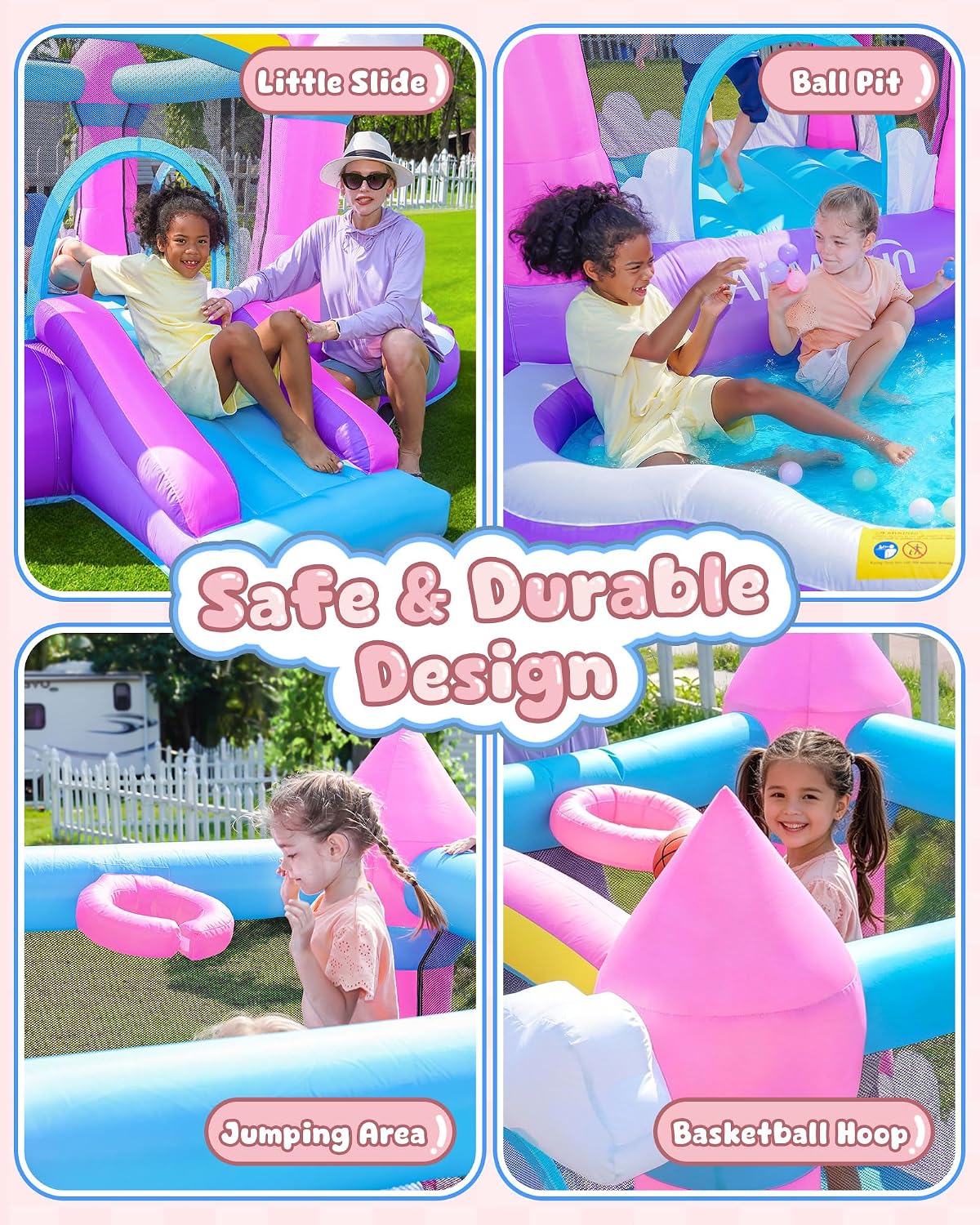 Rosa Aufblasbare Hüpfburg für  – Kids Outdoor Water Bewertung und Preis