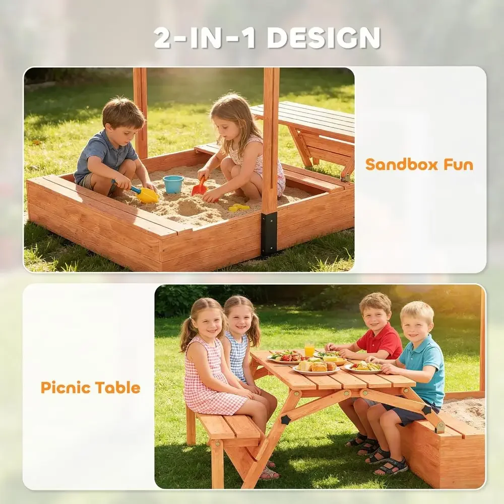 Qaba Kinder-Sandkasten mit Dec – Kids Outdoor Bench Table Bewertung und Preis