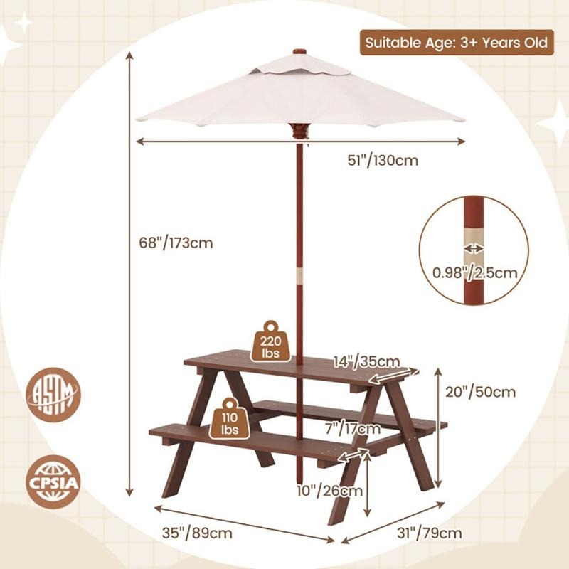 Outdoor 4-Sitzer Kinder-Pickni – Kids Outdoor Bench Table Bewertung und Preis