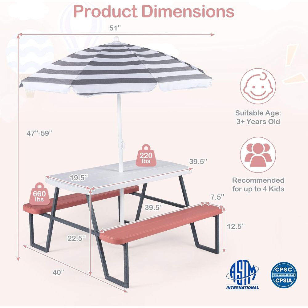 Kinder-Picknicktisch, Outdoor- – Kids Outdoor Bench Table Bewertung und Preis